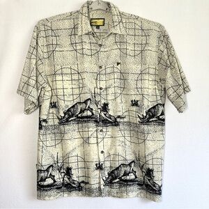 First Down Southern Rim Camp Shirt XXL Safari Rhino Nature Short Sleeve Pocket